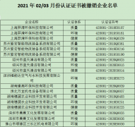 2021年2-3月份認(rèn)證證書(shū)被撤銷企業(yè)名單